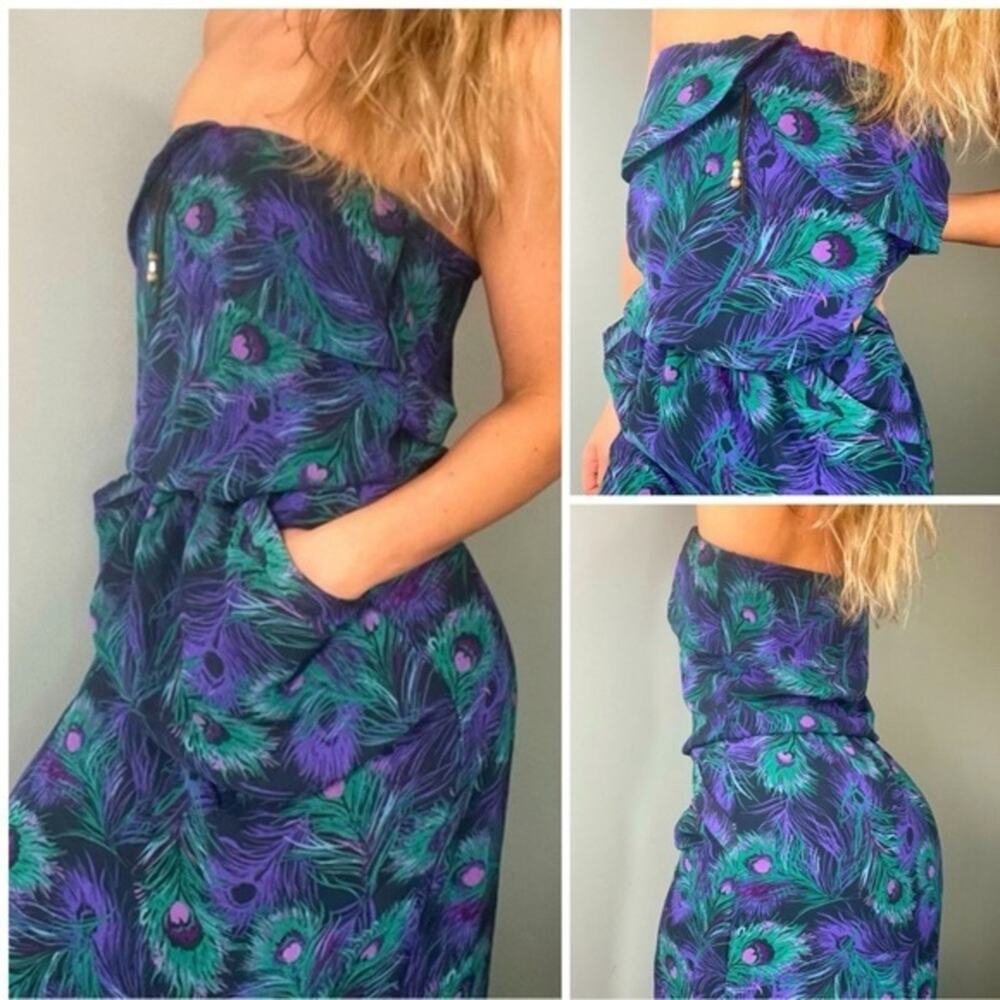 NWT! Pacsun Kirra Peacock Pattern Maxi Dress with Pockets 14-16”